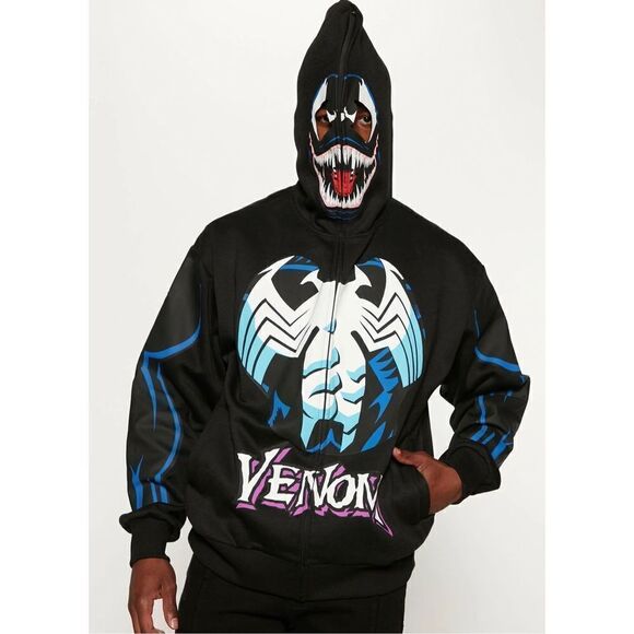 Marvel Venom Zip Up Hoodie - Black- NWT- Men Large - Picture 1 of 6